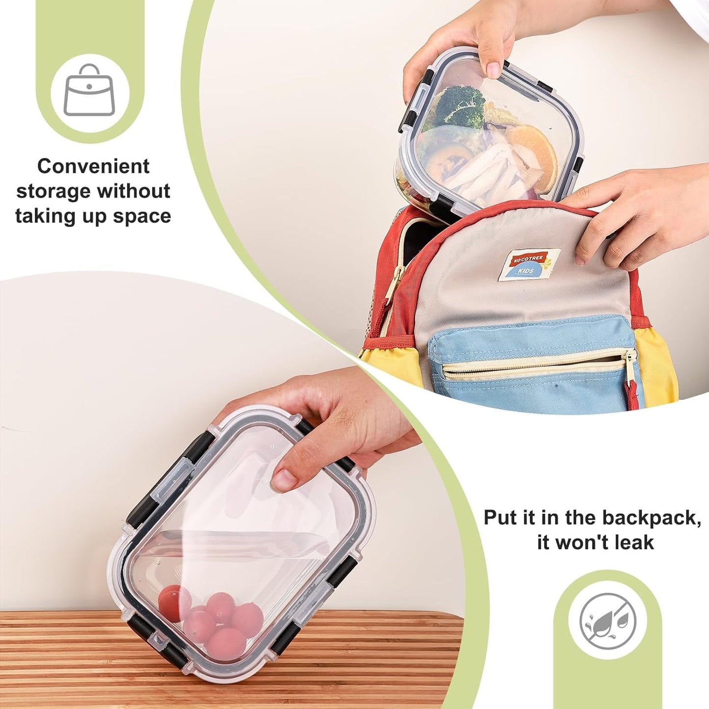 Liuruiyu Glass Food Storage Containers - 8 Pack Airtight Meal Prep Bento Boxes | BPA Free, Leak Proof, Microwave Safe