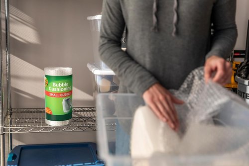 Duck Brand Small Bubble Cushioning Wrap - 30 FT Clear Packing Roll for Moving & Shipping Protection | Perforated Every 12 IN