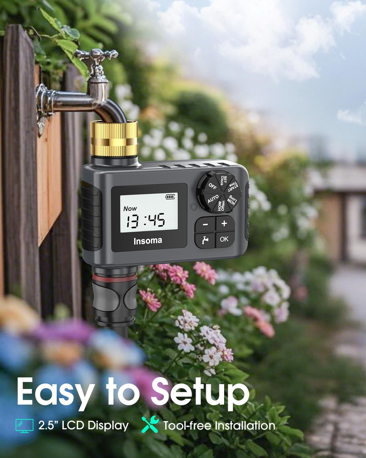 Water Timer - 2-Pack Automatic Garden Hose Irrigation System with Rain Delay & Manual Mode