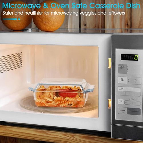 Glass Casserole Dish Set by [Brand Name] - Oven Safe Rectangular Mini 5.7in x 7in with Lid