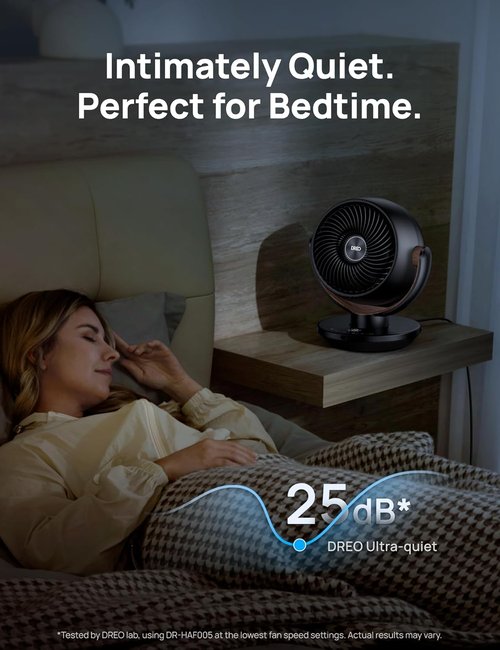 DREO 11-Inch Desk Air Circulator Fan - Remote Control, 4 Speeds, 120° Vertical Oscillation, Quiet 25dB