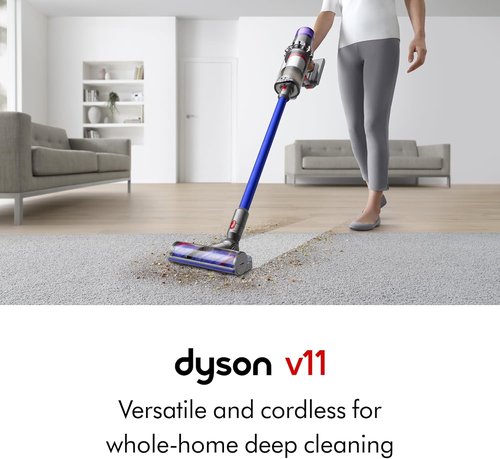 Dyson V11 Cordless Stick Vacuum - Powerful Suction | Large Size in Nickel/Blue