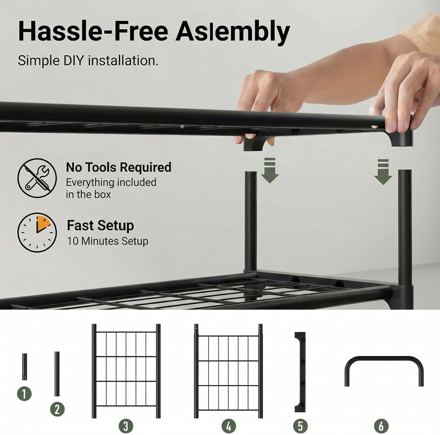 3-Tler Shoe Rack Organizer - Rustproof Iron Shoe Storage Shelf for Closet or Entryway | Fits Sneakers & Slippers, Black