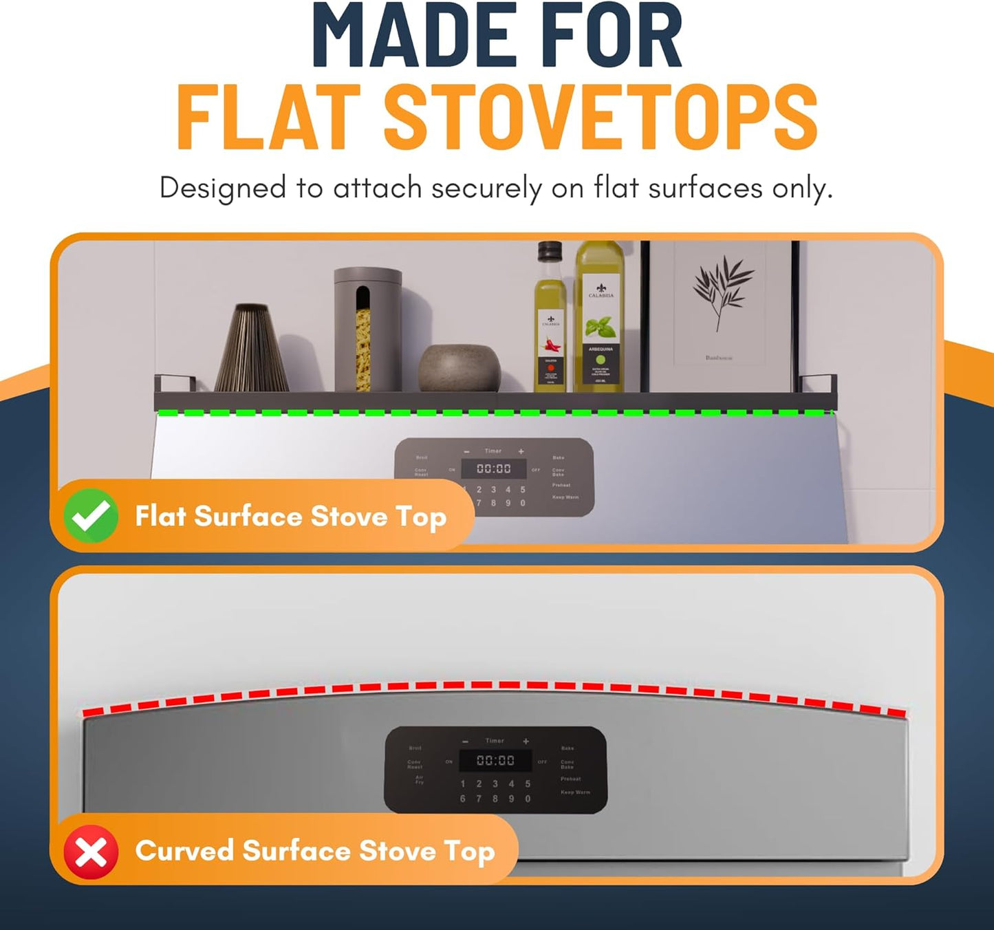 Skiennix Extendable Steel Over The Stove Shelf - Magnetic Spice Rack For Kitchen (16 to 30 Inches)