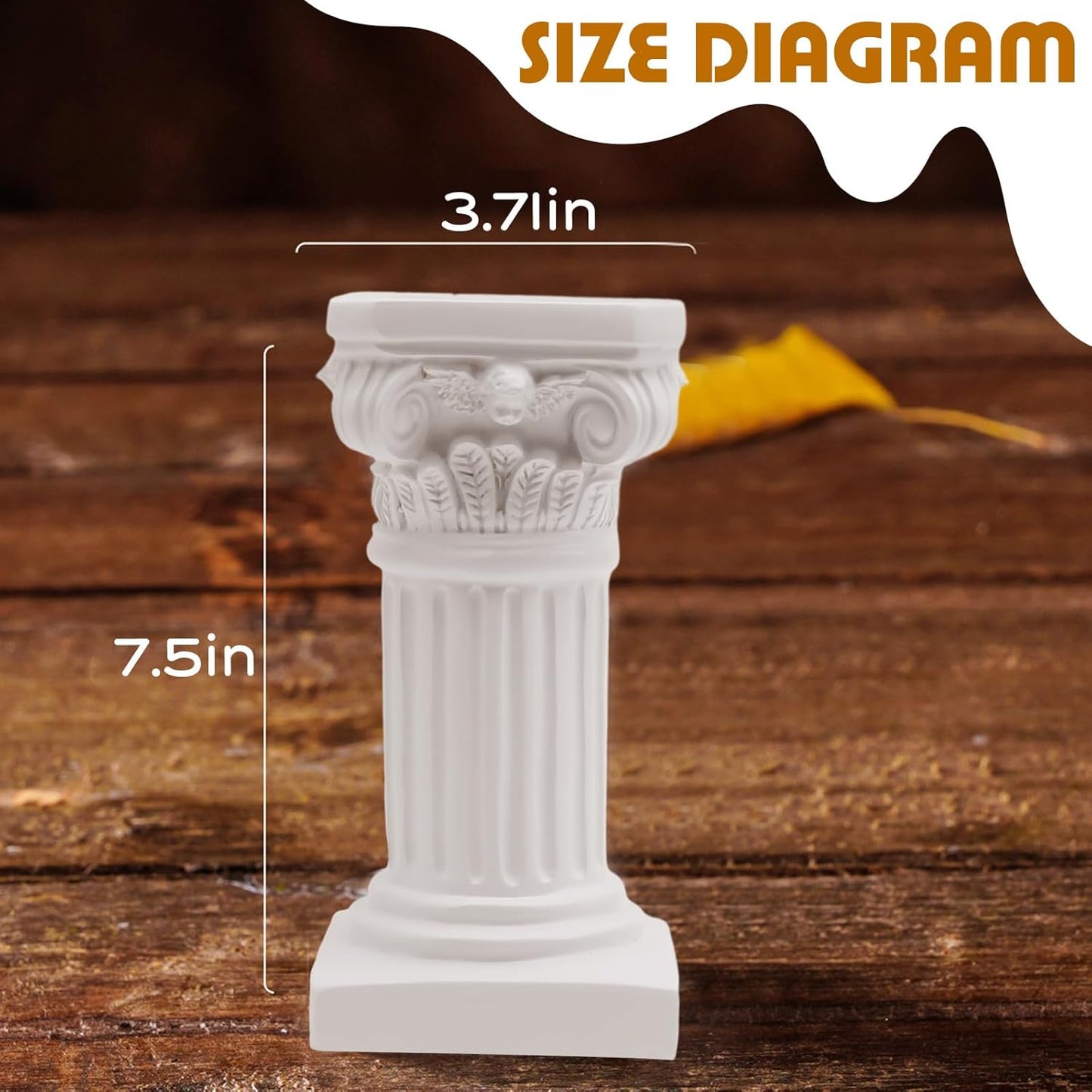 Saihisday White Roman Pillar Statues - Mini Greek Columns Candle Holders | 3.9" D x 7.5" W x 7.5" H