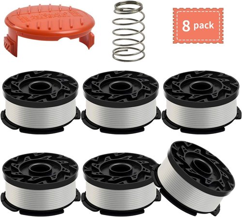 Black and Decker String Trimmer Line - AF-100, 6 Spools, 1 Cap & 1 Spring for Efficient Edging