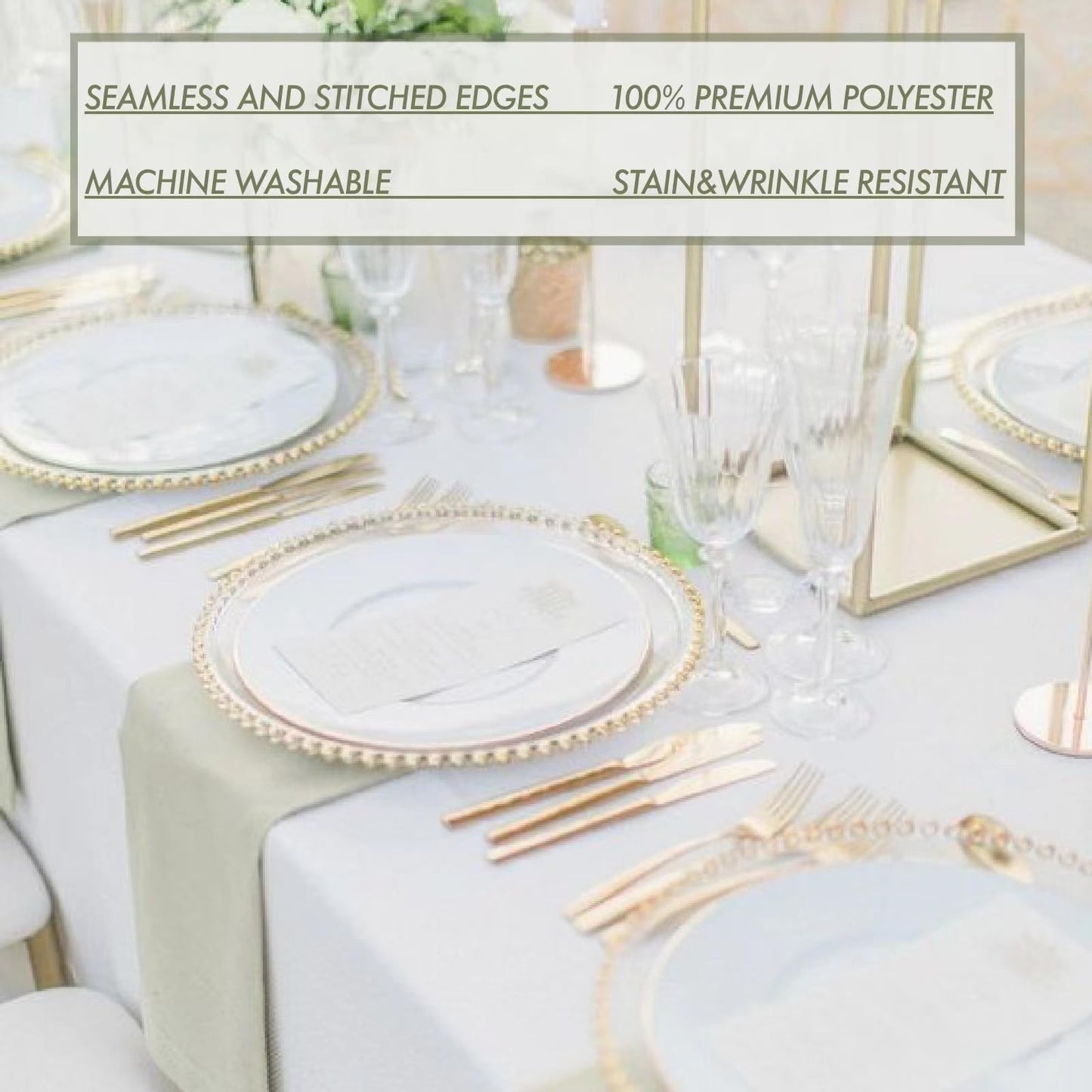 RAINISH 8 Pack White Table Cloth 60 x 102 Inch Polyester tablecloths for 6 Foot Rectangle Tables, Stain and Wrinkle Resistant Washable Fabric White Table Covers for Parties, Wedding, Banquet, Dining