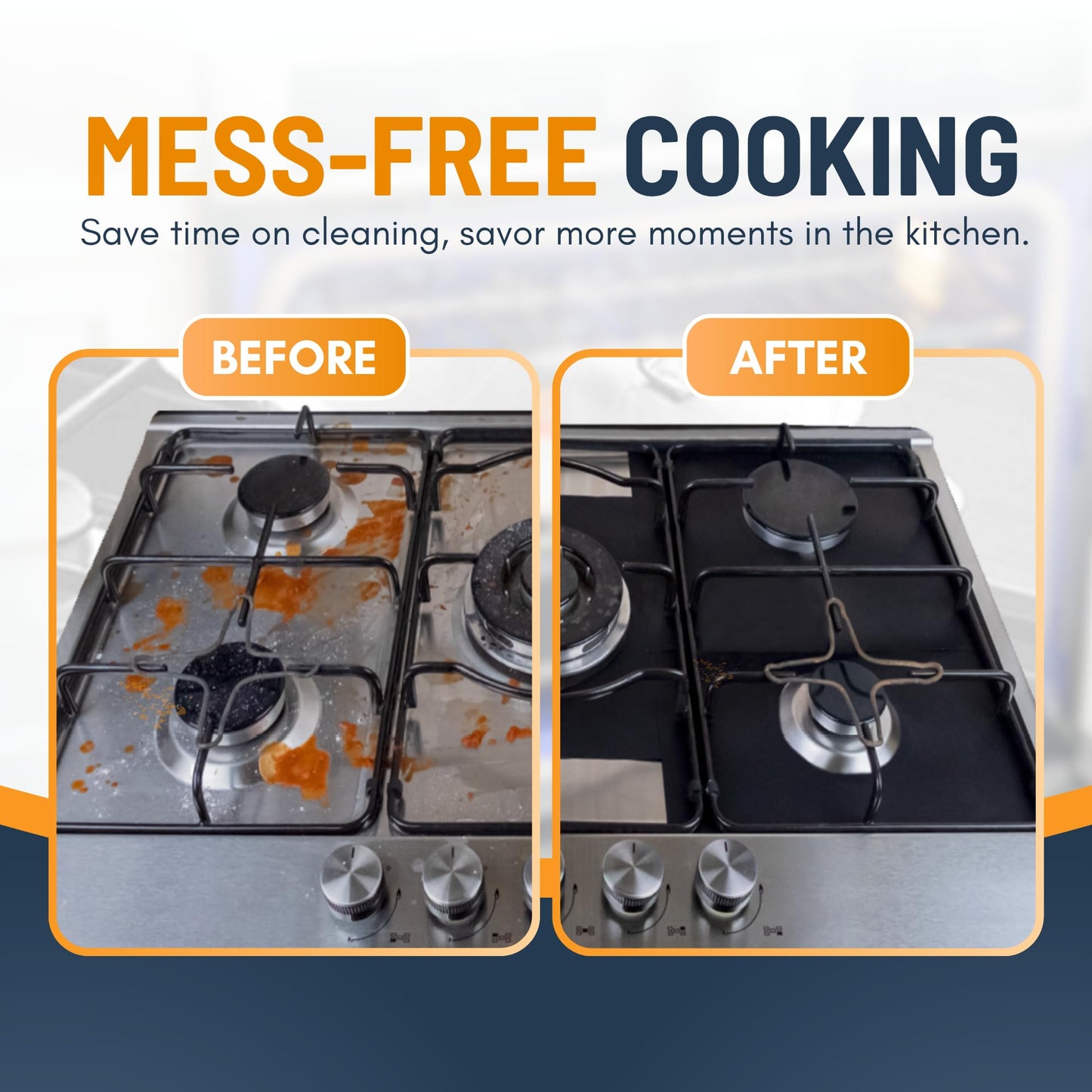 Gas Stove Burner Covers by Linda’s Essentials (10 Pack) - Extra Thick Non-Stick Reusable Stove Covers, Heat Resistant Gas Range Protectors, StoveTop Accessories to Keep Range Clean
