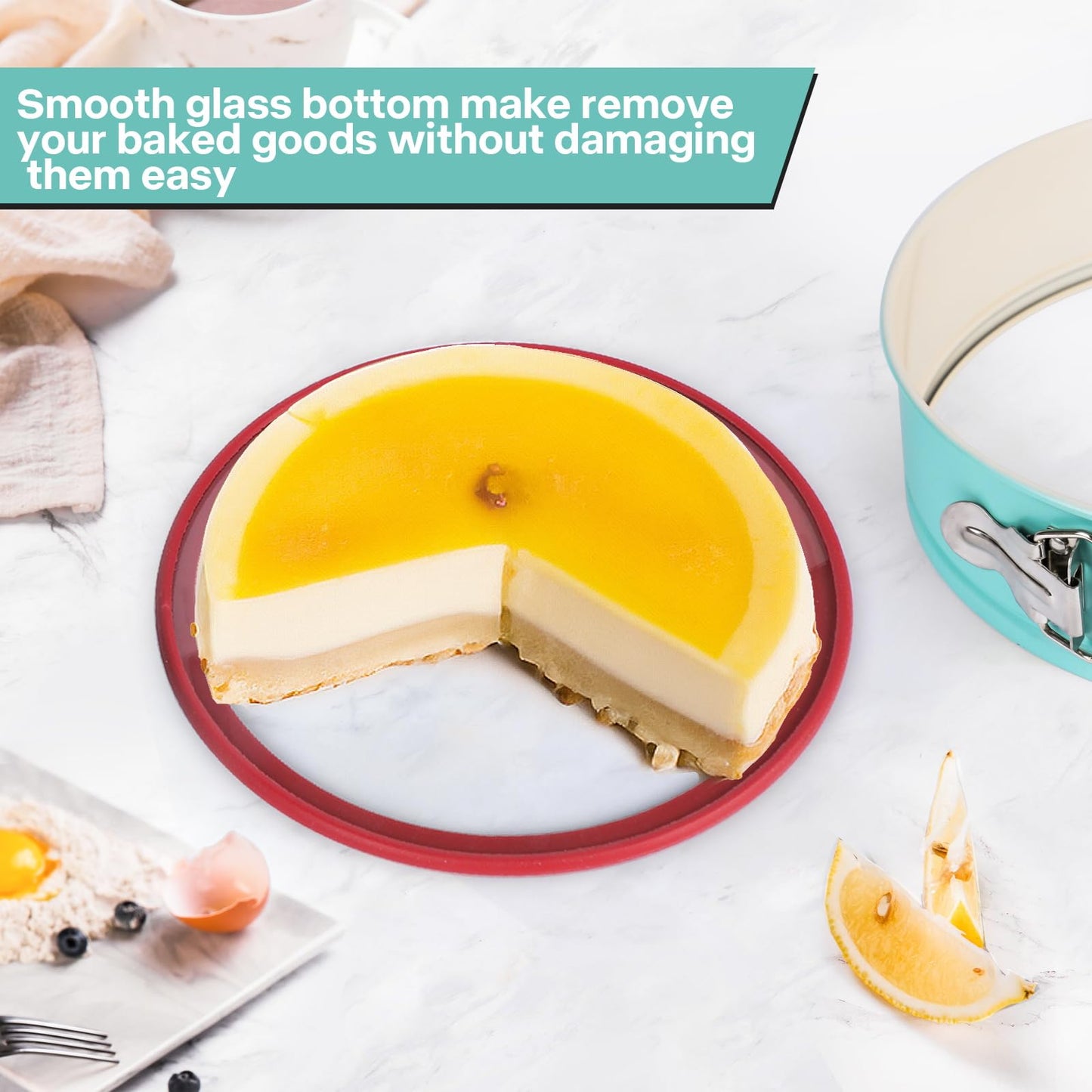 Spmarkt 10In Glass Bottom Springform Pan,10 inch Nonstick Cheesecake Pan with Silicone Seal for Easy Release, Leak-Proof, Great Gift for Baking Lovers