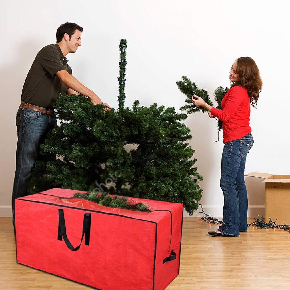Primode Christmas Tree Storage Bag - Fits Up to 7.5 Ft Disassembled Trees | Protective Zippered Case (Red)