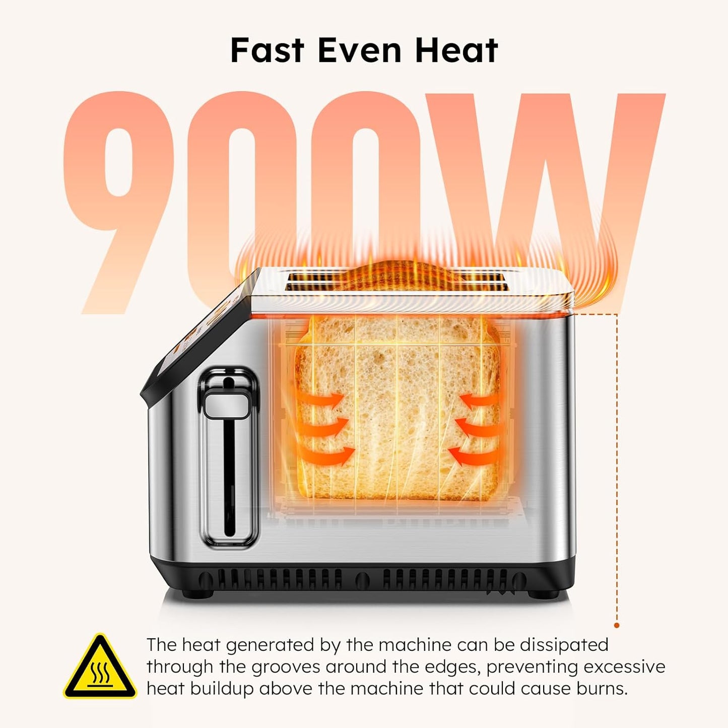 Smart Toaster - 2 Slice Stainless Steel Toaster with LCD Touch Screen & Memory Function | 10 Bread Types, 6 Shade Settings, 900W