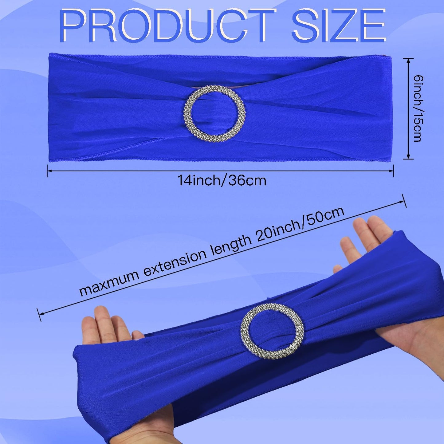 WJWHQ Spandex Stretch Chair Sashes - 100PCS Elastic Covers with Buckle Slider for Weddings & Events | Royal Blue
