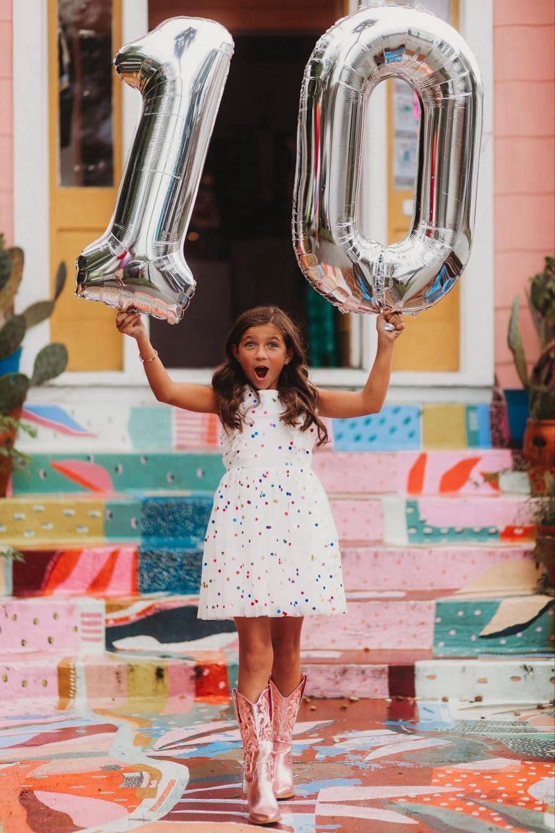 Number Balloon | 40-Inch Silver Foil Balloon for 10th Birthday & Special Celebrations