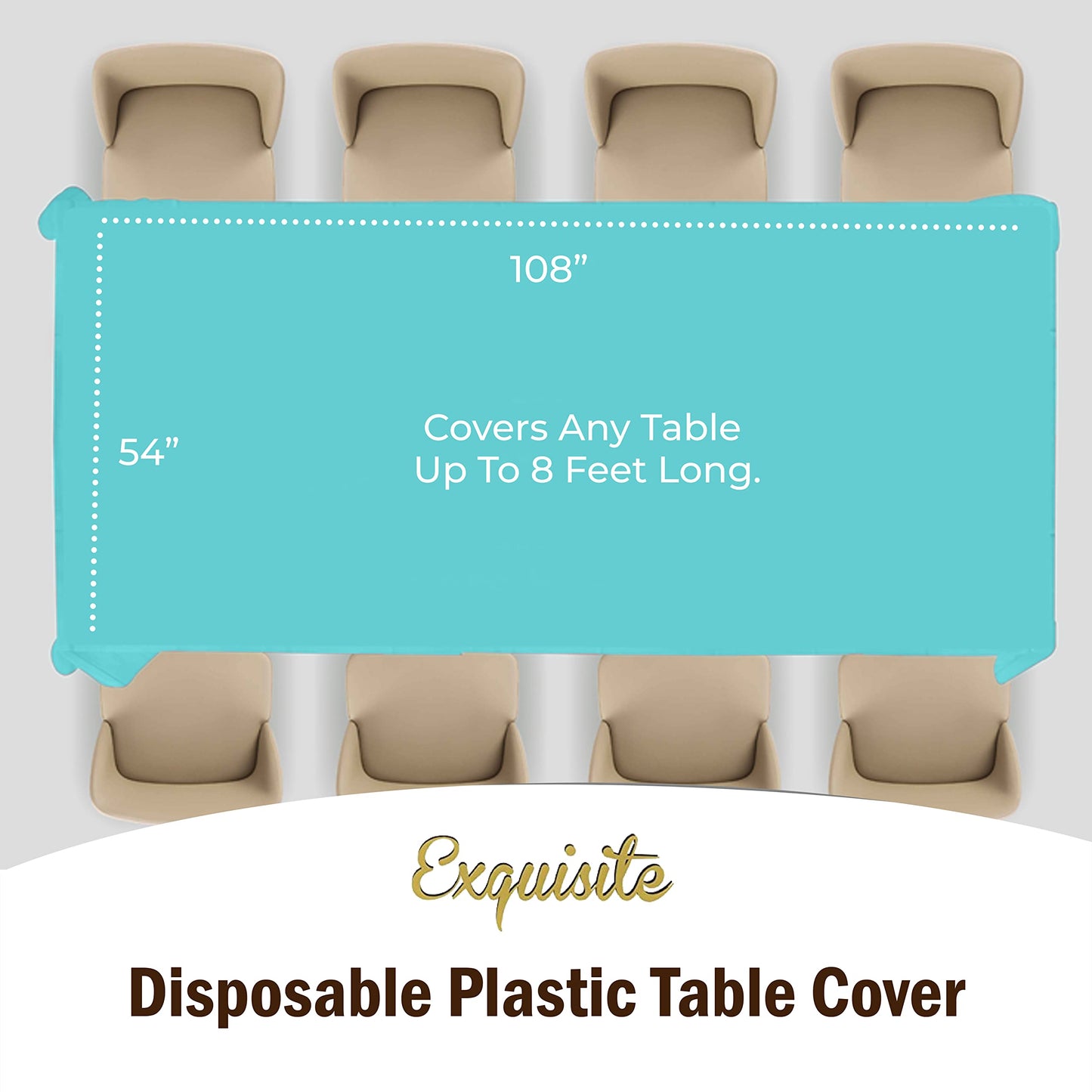 Party Solids Pack Of 6, Premium Rectangle Holiday Design Plastic Tablecloth - Christmas Decorations Tablecloth Disposable Plastic Table Cover for December - 54 inch. x 108 inch
