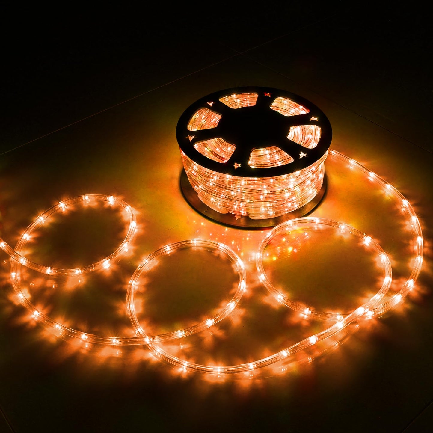 50ft LED Rope Lights Outdoor, 360 LED Connectable and Flexible Tube Lights with 8 Modes, Waterproof Indoor Outdoor LED Rope Lighting for Deck, Garden, Pool, Patio, Party, Holloween Decoration (Orange)