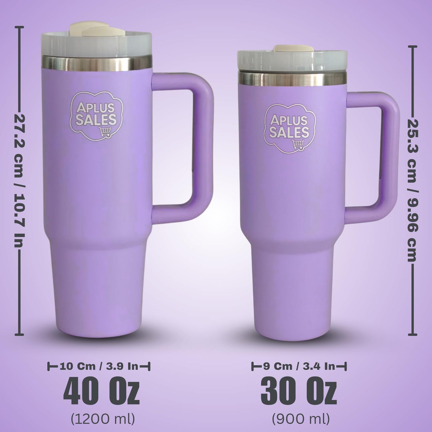 30 oz Tumbler with Handle & Straw Lid - Stainless Steel Tumbler - Tea, Beverages & Travel Coffee Mug - Leakproof & Double-Walled Insulated Cup Water Bottle with Straw - Cup Holder Size - Light Purple