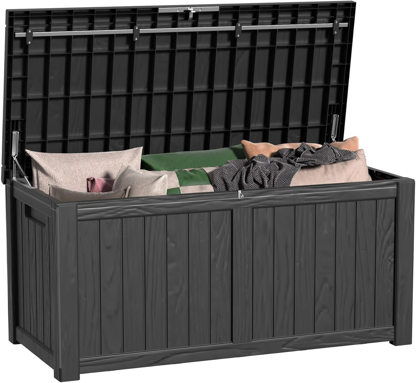 Skiennix 150 Gallon Outdoor Deck Box - Lockable Waterproof Storage for Garden Tools & Cushions | Black
