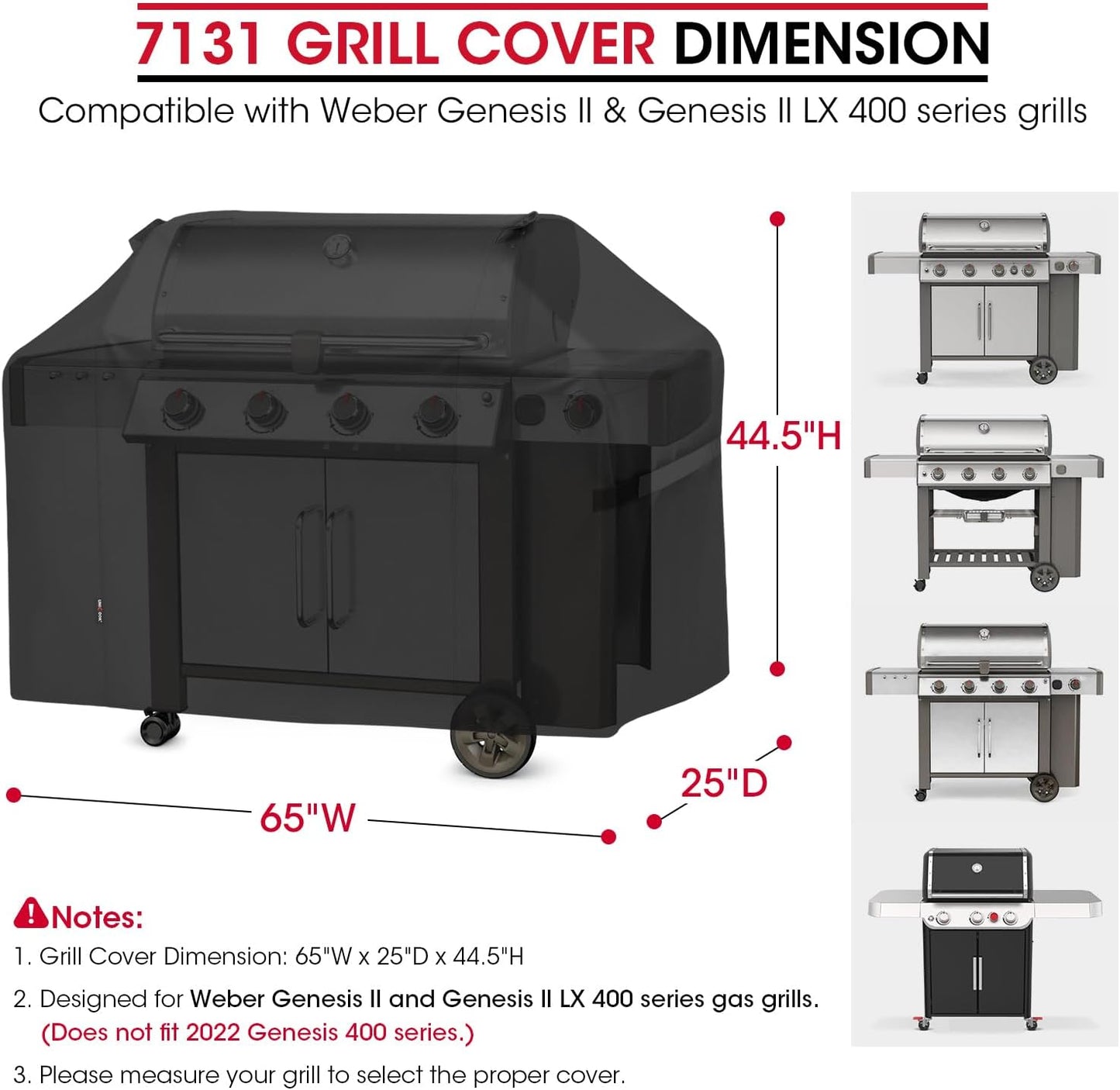 Unicook 65 Inch Grill Cover - Heavy Duty Waterproof BBQ Cover for Weber Genesis II 400 Series