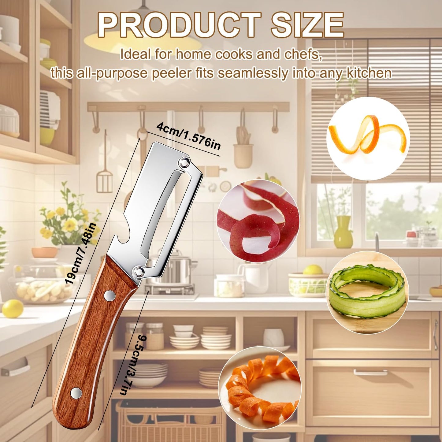 Skiennix Premium Vegetable Peeler Set - 2PCS Multi-Functional Kitchen Tool with Wooden Handle & Stainless Steel Blade