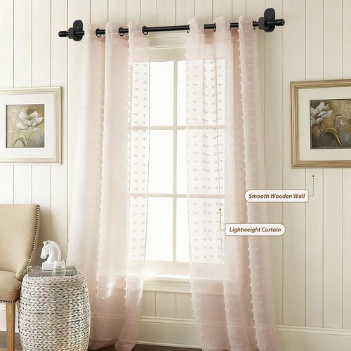 HOTOZON No-Drill Curtain Rods - Adjustable 32 to 86 Inches | Renter-Friendly Black Drapery Rods
