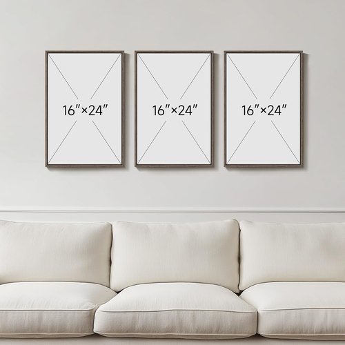 Framed Neutral Abstract Wall Art - 3 Piece Earth Tones Canvas Prints for Living Room | 16x24 Inch