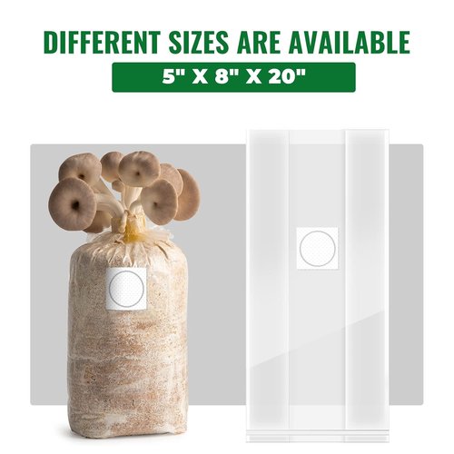 25 Packs 6 Mil Mushroom Grow Bags - Durable Autoclavable Spawn Bags with 0.2 Micron Filter | 5" X 8" X 20"