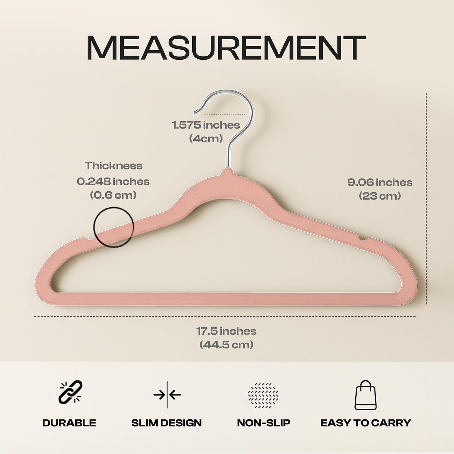 Utopia Home Velvet Hangers - Luxury Non-Slip Slim Coat & Pant Hangers, Space-Saving 50 Pack | Pink