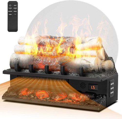 Electric Fireplace Log Set by [Brand Name] - Freestanding Heater with 8-Hour Timer, Remote Control & Adjustable Flame
