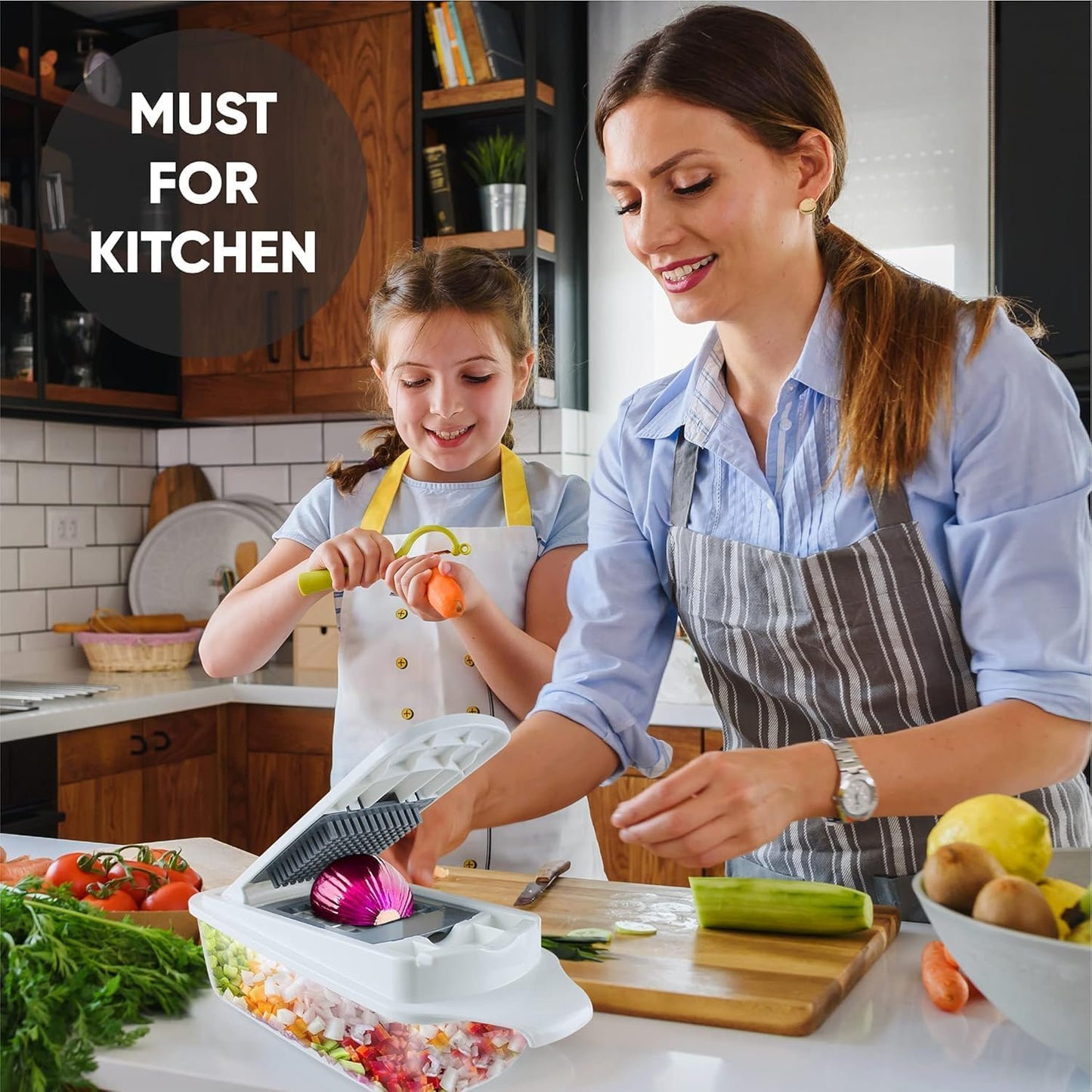 RüK Vegetable Chopper - 22-in-1 Multi-Function Mandoline Slicer with 11 Blades & Lemon Squeezer | Perfect for Onions, Tomatoes, and More