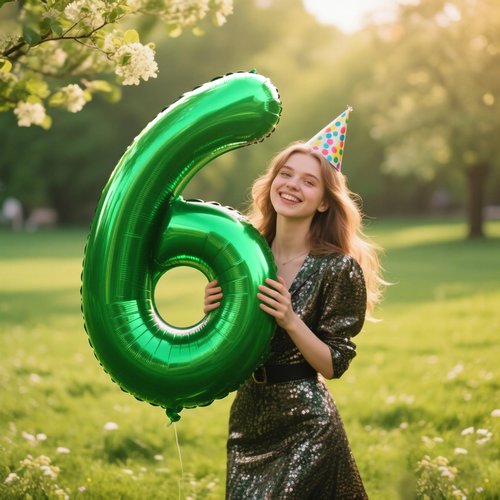 40 Inch Green Balloon Number 6 Balloon,Jumbo Mylar Foil Helium Balloon for 6 Birthday Digital Balloons for Birthday Party,Wedding Anniversary Party Decorations