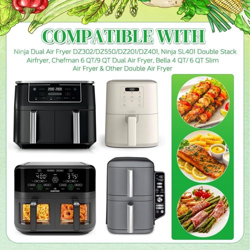 BYKITCHEN 300PCS Air Fryer Liners - Rectangle Disposable Parchment Paper for Ninja Dual Airfryer & More