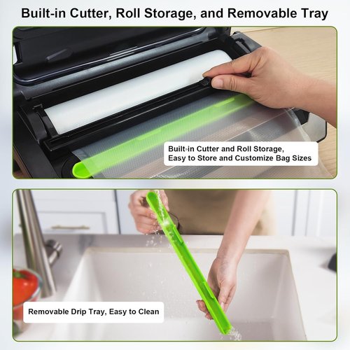 Gasbye Vacuum Sealer Machine - 95kPa Precision with Double Heat Seal & Easy-Lock Handle | Silver