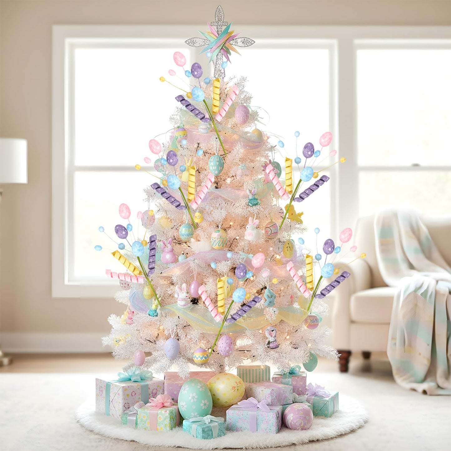 Norme 6 Pcs Easter Picks Decoration 15.7 Inch Egg Flower Picks Easter Egg Tree Branches Artificial Twig Branch Arrangement Centerpiece Celebration Home Vase Decor Blossom Branches for Spring