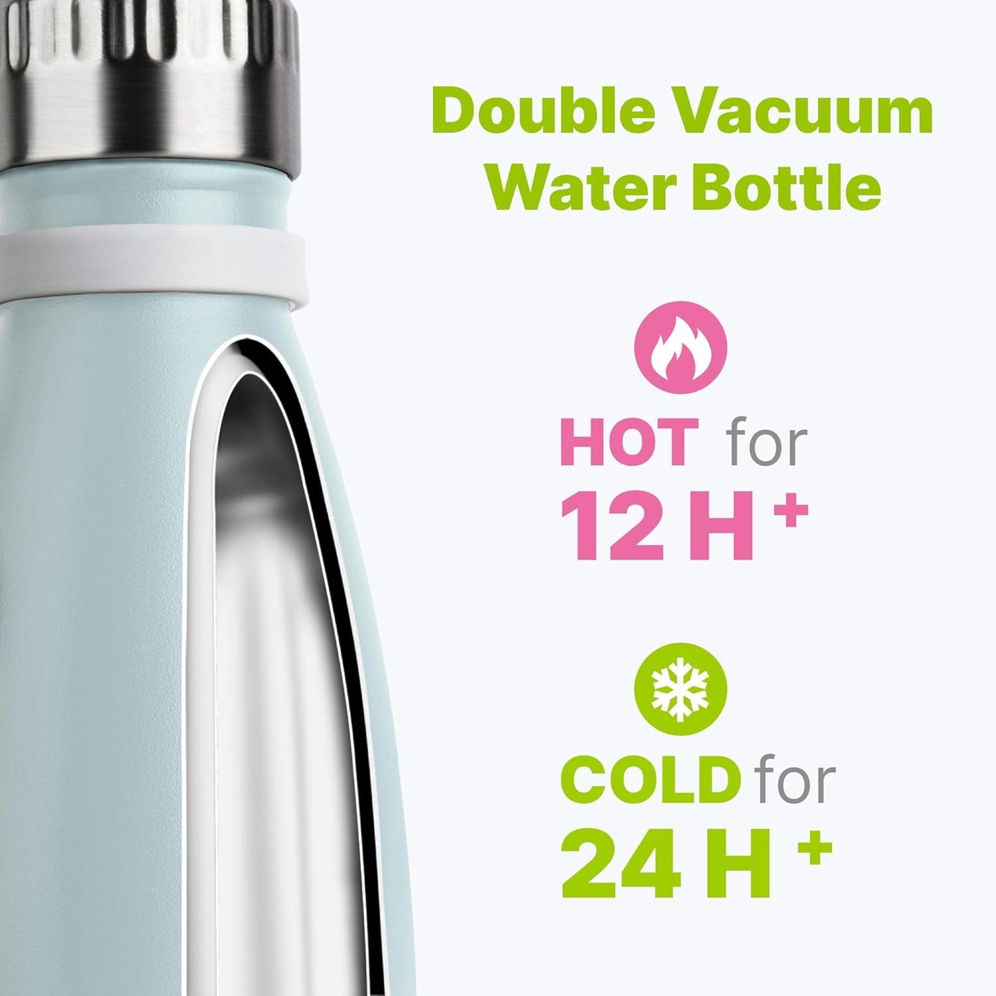 Skiennix 9 oz Stainless Steel Water Bottle - Vacuum Insulated, Leak Proof Cola Shape for Kids | Baby Blue