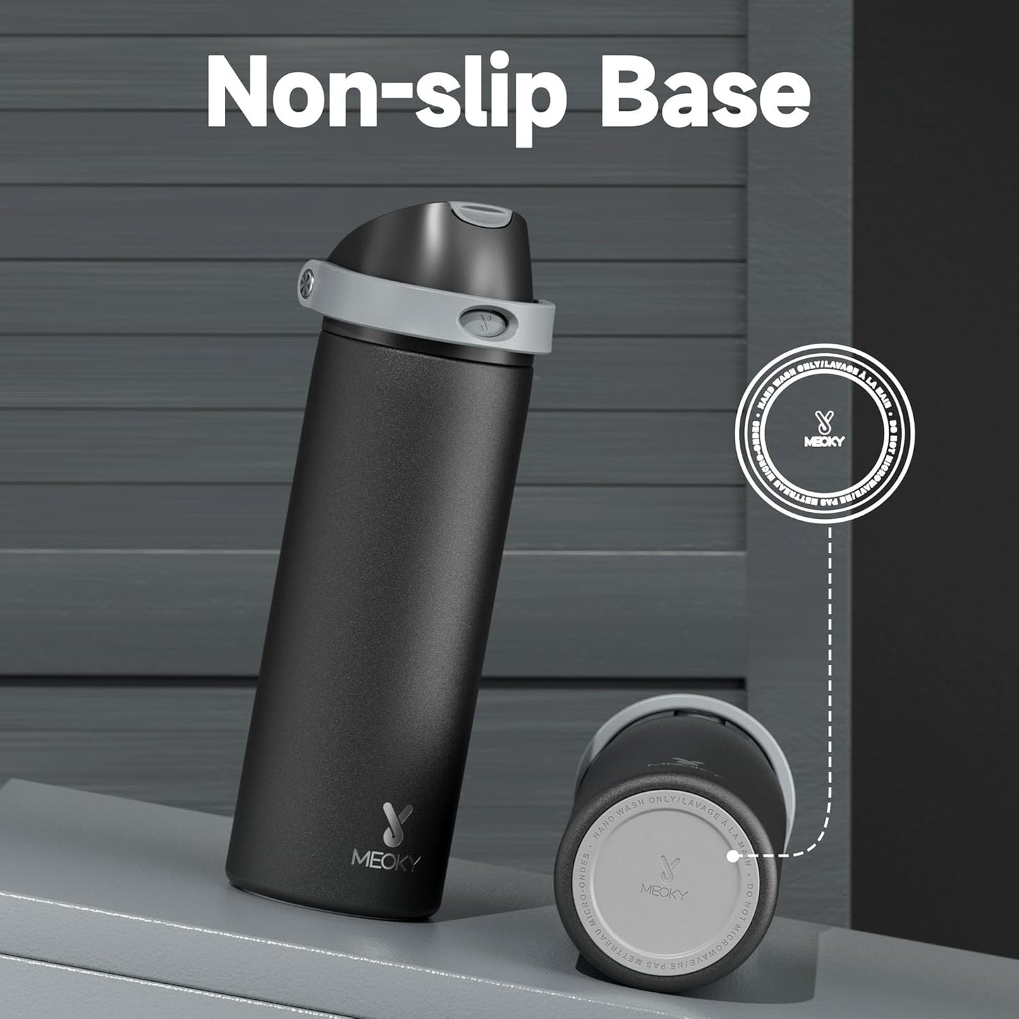Meoky Stainless Steel Insulated Water Bottle - 24 oz, Leak Proof, 2-in-1 Straw & Spout Lid, BPA-Free