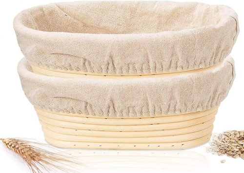 Banneton 10-Inch Oval Bread Proofing Basket - 2 Pack for Sourdough Baking & Food Storage