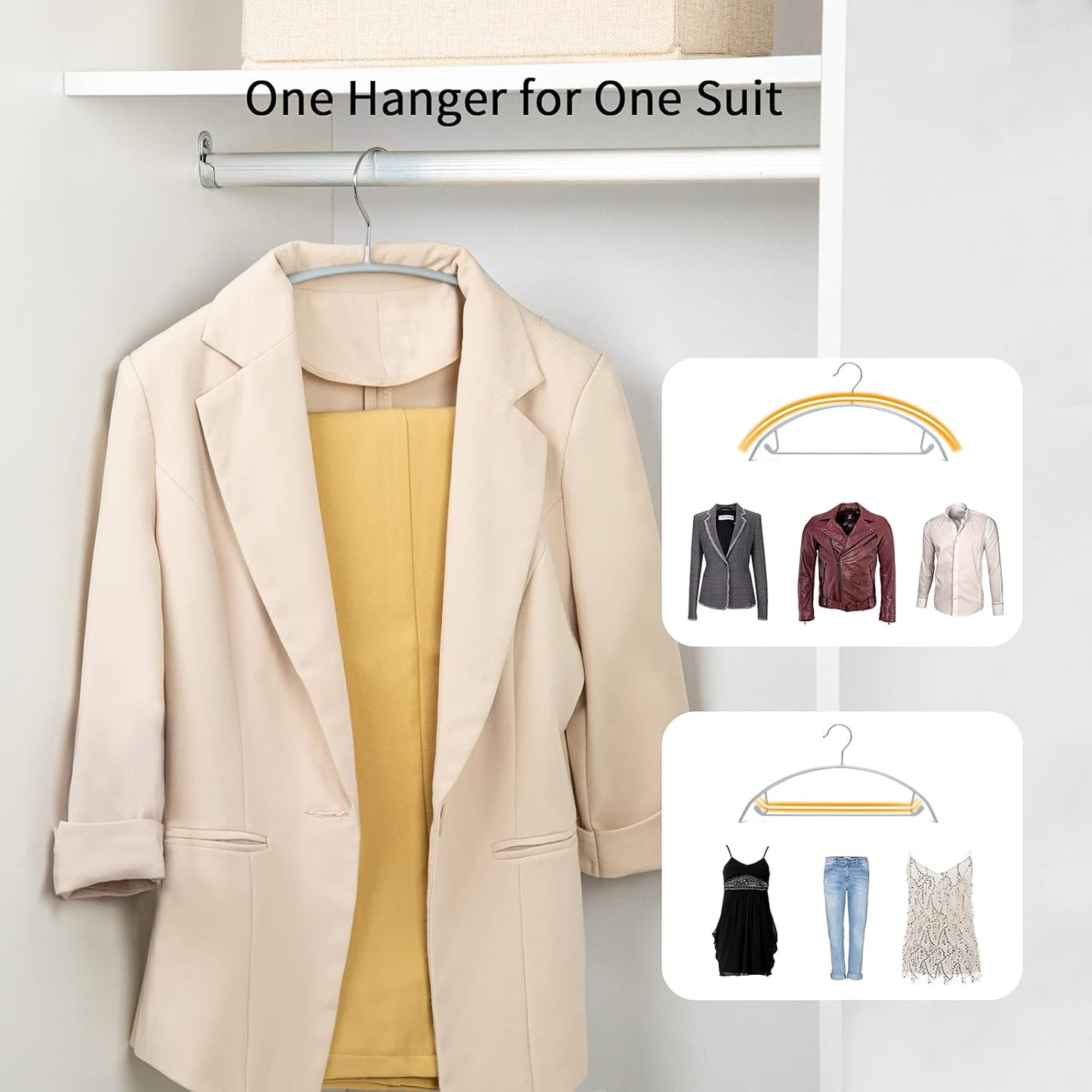 Nature Smile Non-Slip PVC Coating Sweater Hangers - 10 Pack in Silvery Grey | Bump-Free Design for Suits & T-Shirts
