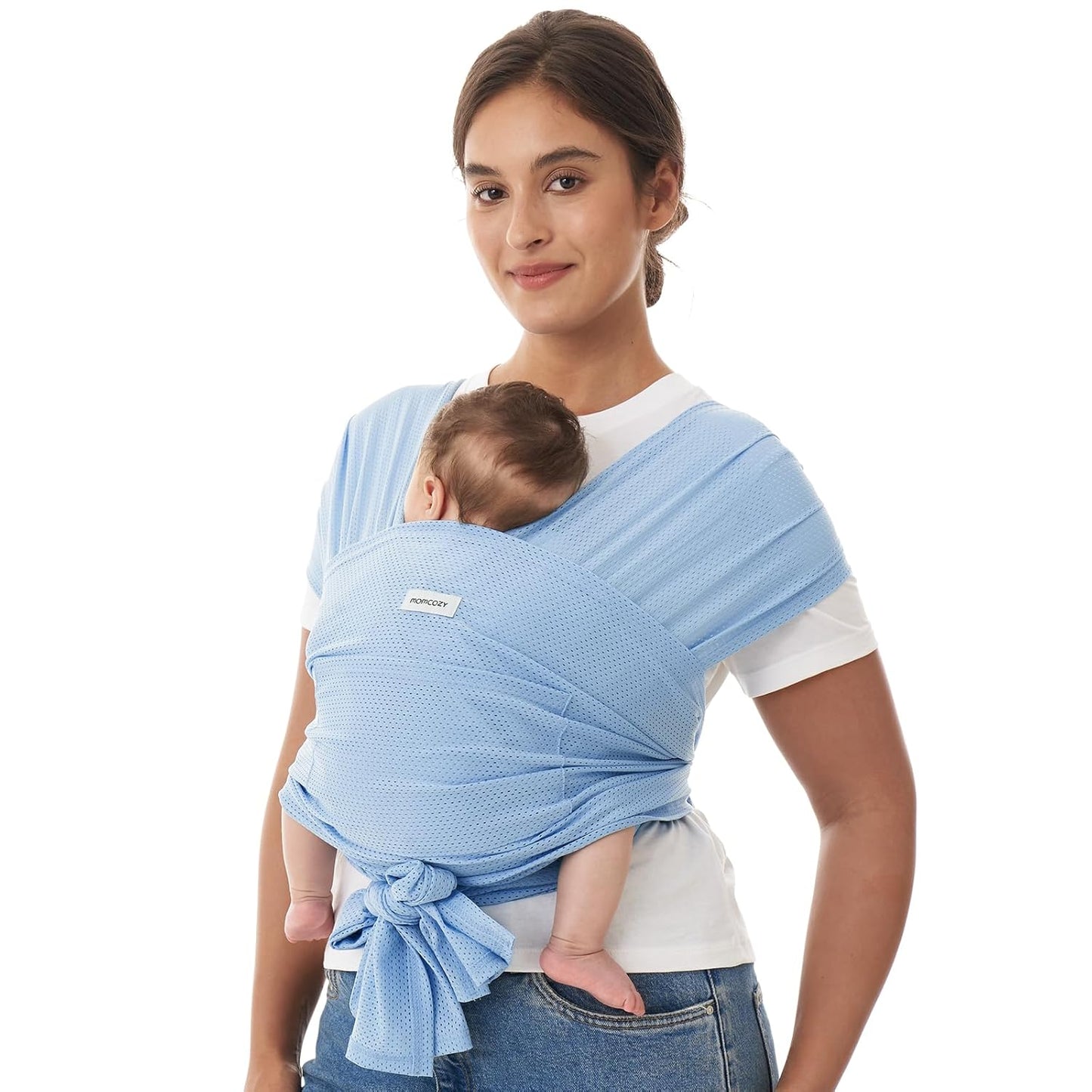 Momcozy Baby Carrier AirMesh - Lightweight Cooling Water Sling for Newborns to Toddlers 8-35 lbs | Light Blue