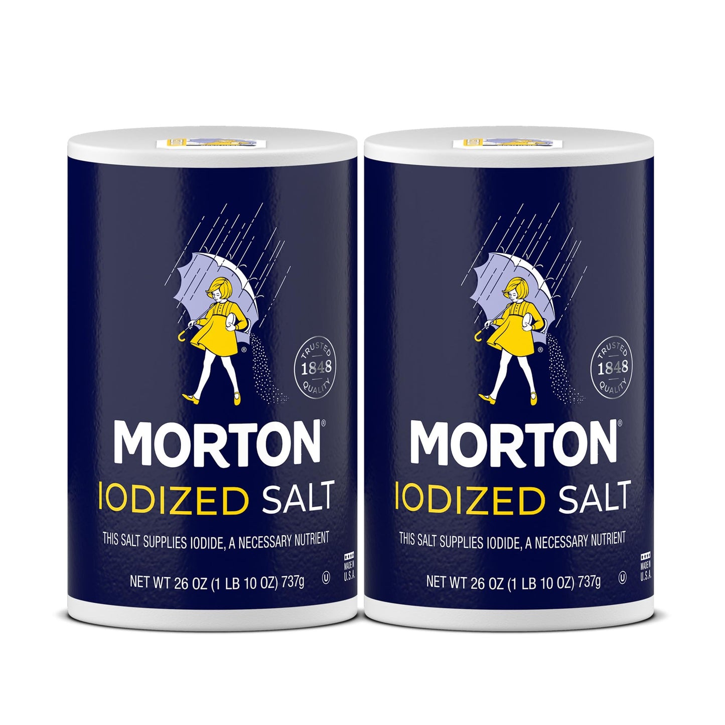 Morton Iodized Salt, All-Purpose, (26 oz), 2-Pack - All-Purpose, Perfect for Cooking & Table Use