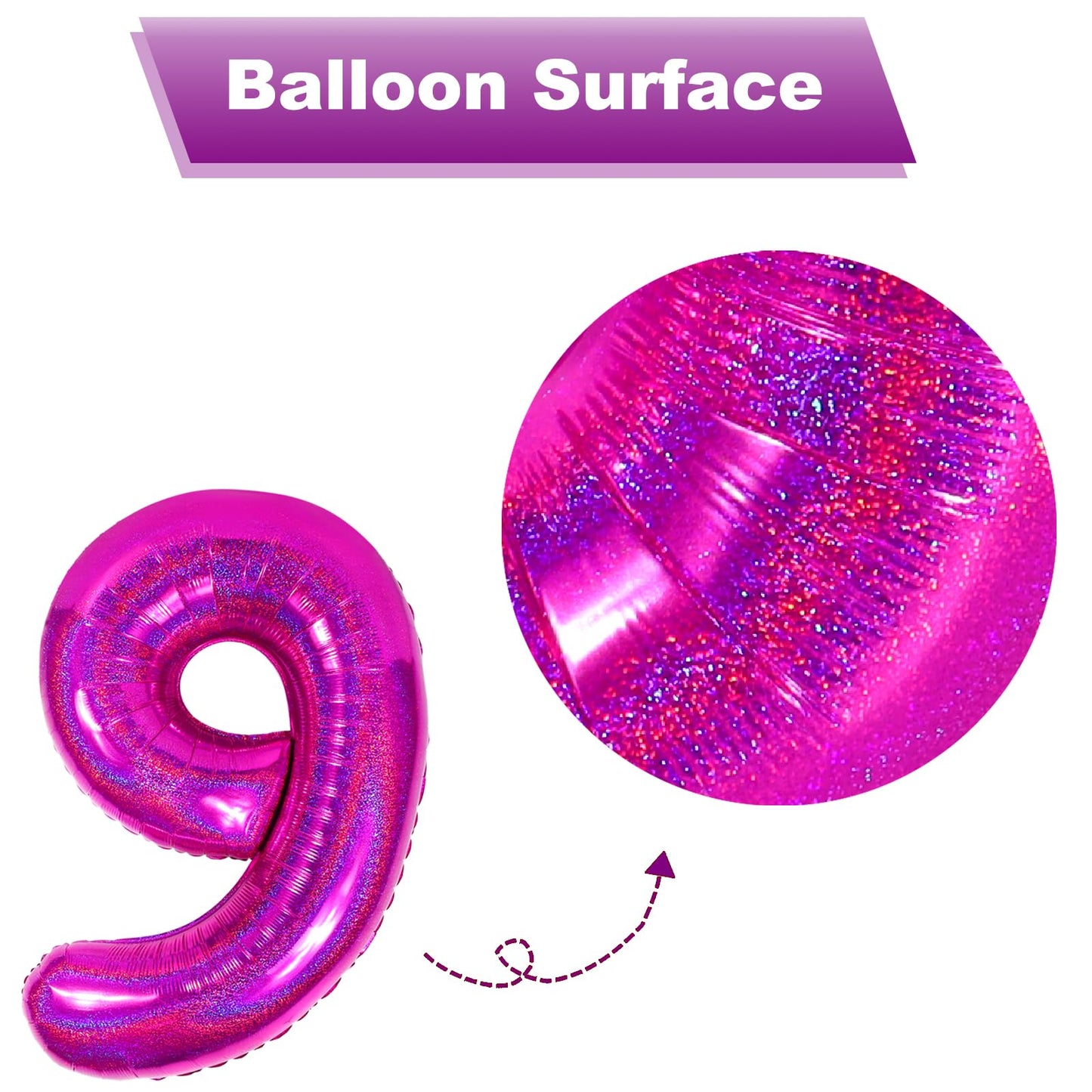 40 Inch Laser Hot Pink 1 Balloon for First Birthday, 1st Number Balloons Birthday Decorations for Girl Kids Toddler Baby, One Giant Number 1 Balloon