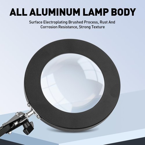 10X Magnifying Glass with Light and Stand, KUVRS Flexible Magnetic Helping Hands, Large Base & Clamp Magnifying Lamp, 3 Color Adjustable Arm Hands Free Magnifier with Light for Soldering Craft Hobby