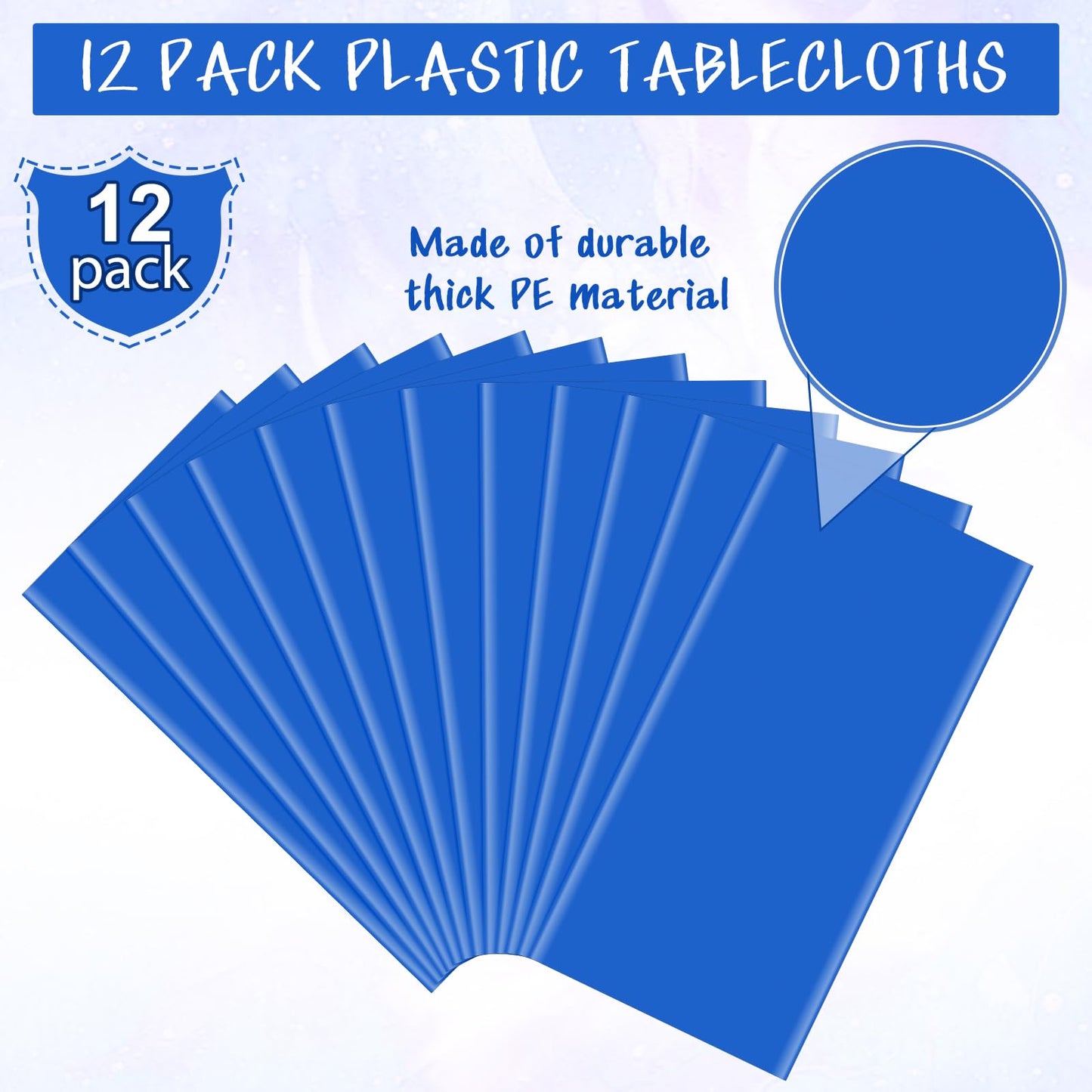 YIDAKO 12Pcs Navy Blue Tablecloths,Disposable Plastic Tablecloth,Waterproof Dark Blue Rectangle Table Cover for Graduation Birthdays Weddings Anniversary Party Decorations,54 x 108 Inch