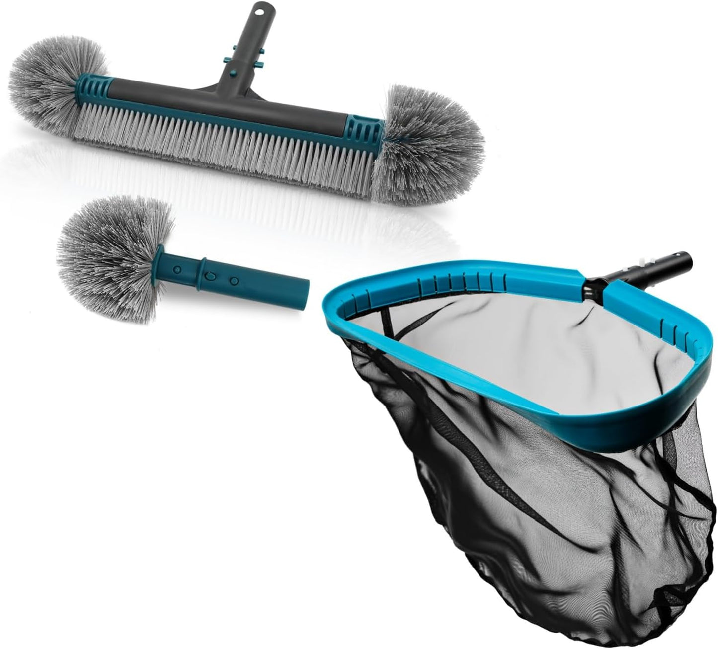 POOLWHALE 17.5" Pool Net - Durable Design with 20" Pool Brush for Easy Cleaning