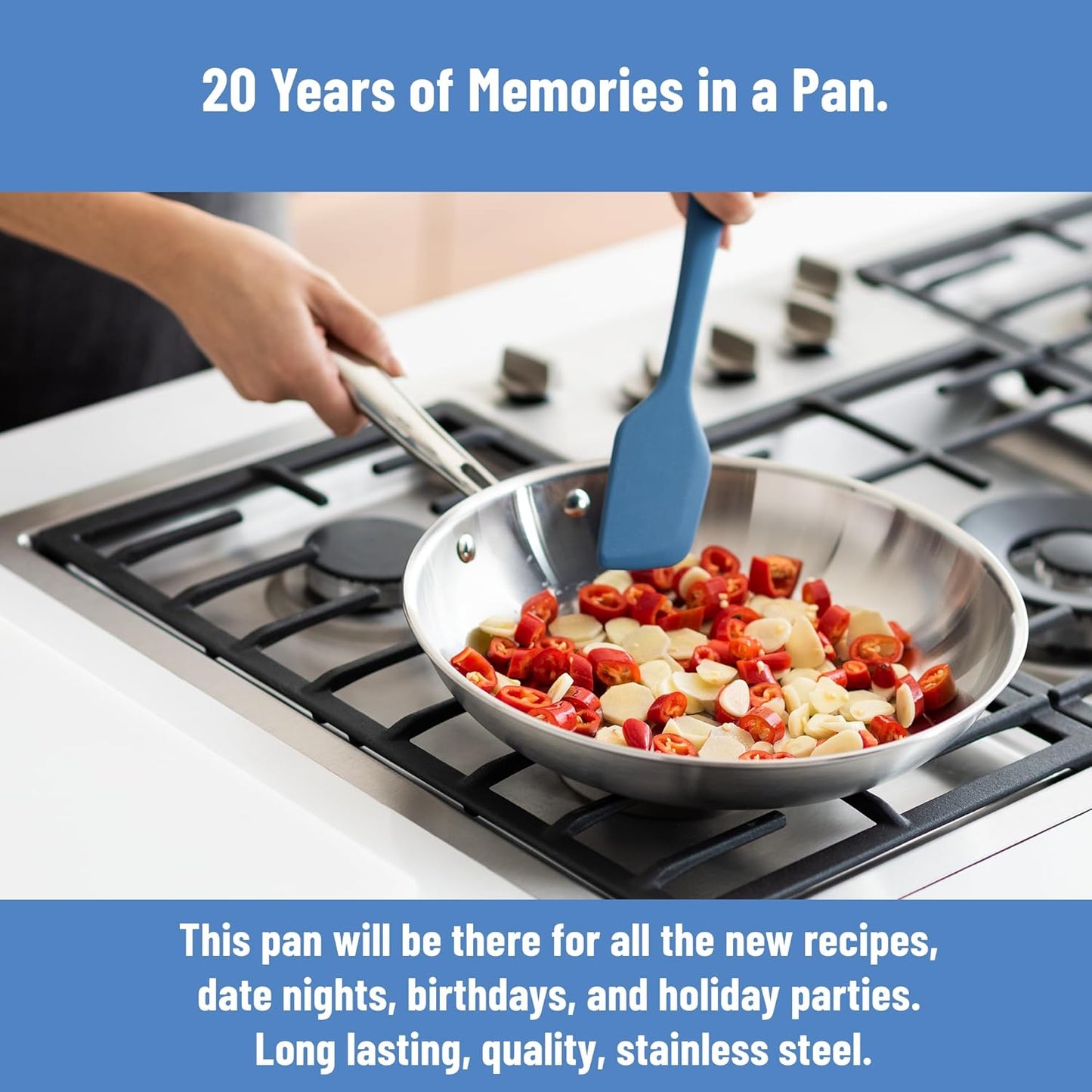 Misen 12" Frying Pan | 5-Ply Stainless Steel Professional Cookware - Induction, Gas, Electric Safe, Dishwasher & Oven Safe to 800°F