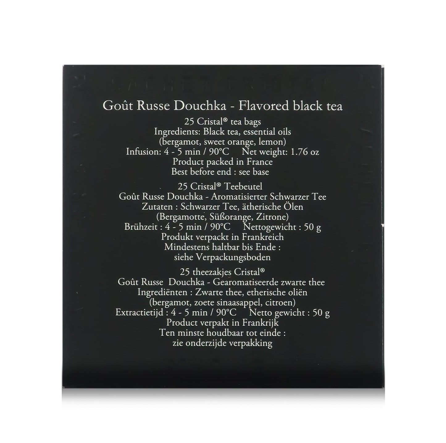 Goût Russe Douchka, Citrus Fruits-Flavoured Black Tea, Box of 25 Cristal® Teabags, Dammann Frère