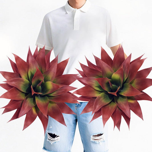 Luiywan Artificial Agave Plants, Realistic UV Resistant Fake Aesthetic Plants for Outdoor Indoor, Home Decor for Garden, Porch, Doorway, Patio (2PCS, Red, Large)