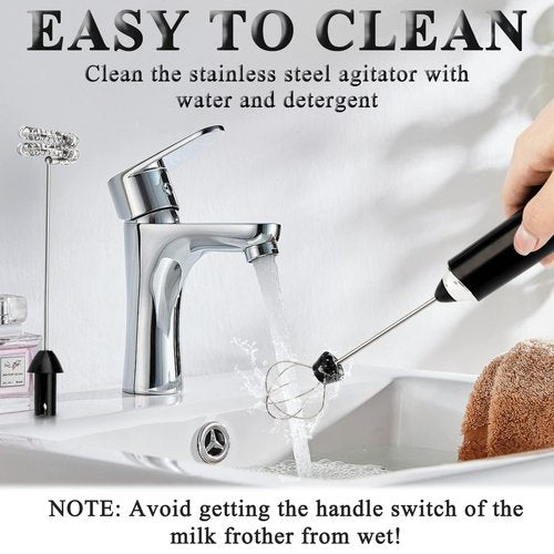 Electric Double Whisk Milk Frother Handheld Black USB Rechargeable Drink Mixer, 3 Speeds Adjustable Electric Whisk Foam Maker Detachable for Coffee, Lattes, Matcha, Hot Chocolate