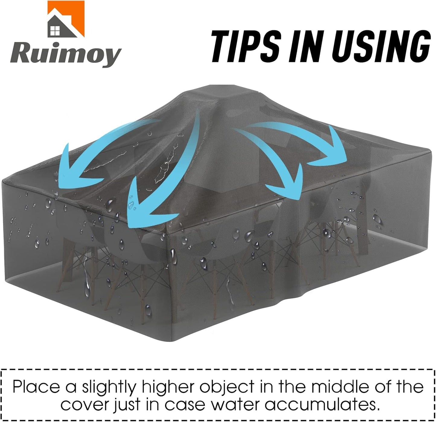 Ruimoy Outdoor Furniture Cover - Heavy Duty Waterproof Protection | Fits Tables & Chairs (108" L x 82" W x 27.9" H)