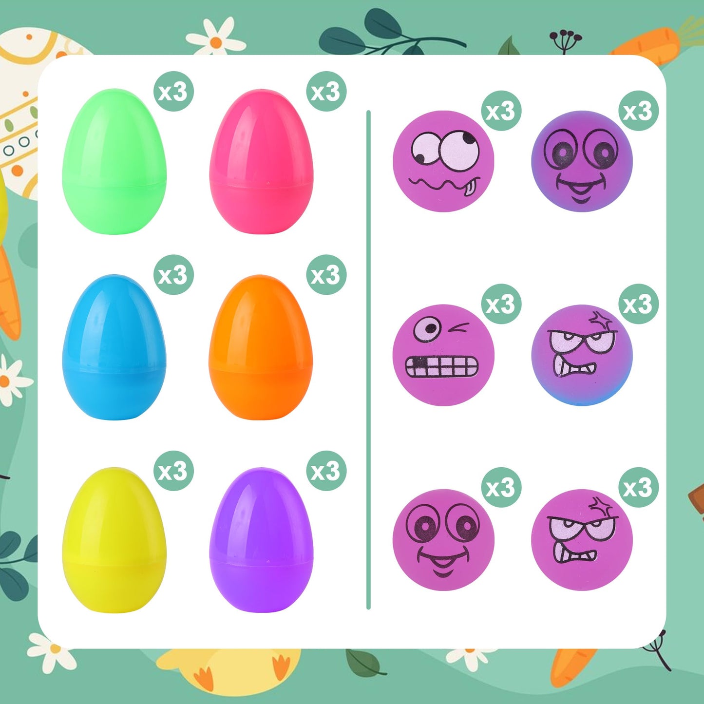 Seeiuua 18Pack Prefilled Easter Eggs with Toys， Easter Glow in The Dark Bouncy Balls Bulk Easter Basket Stuffers Gifts for Kids, Easter Eggs Filled with Toys for Kids Easter Egg Toys