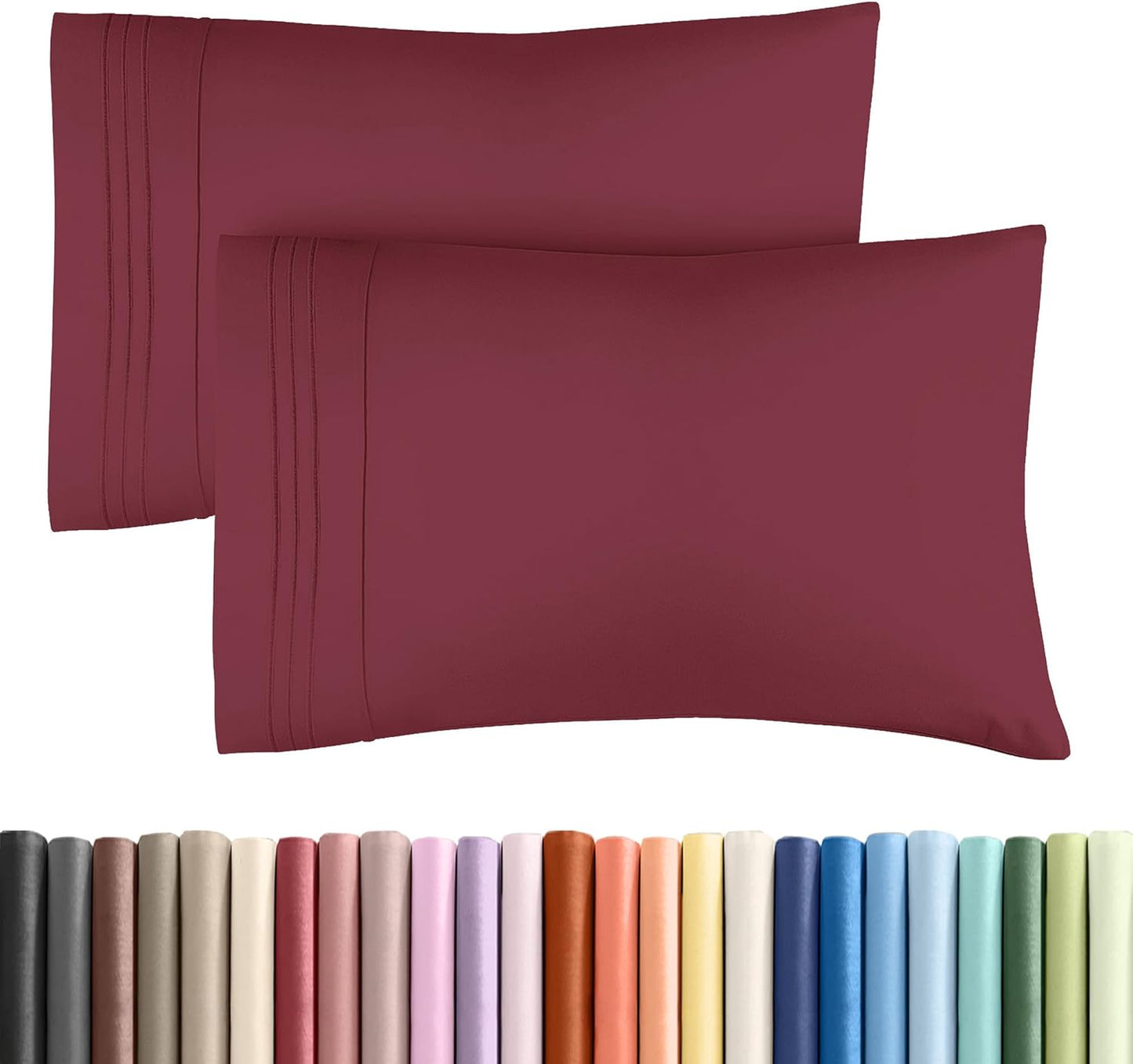 King Pillow Cases by [Brand Name] - Ultra Soft Hotel Quality Covers | Wrinkle-Free & Stain Resistant - Burgundy - Set of 2